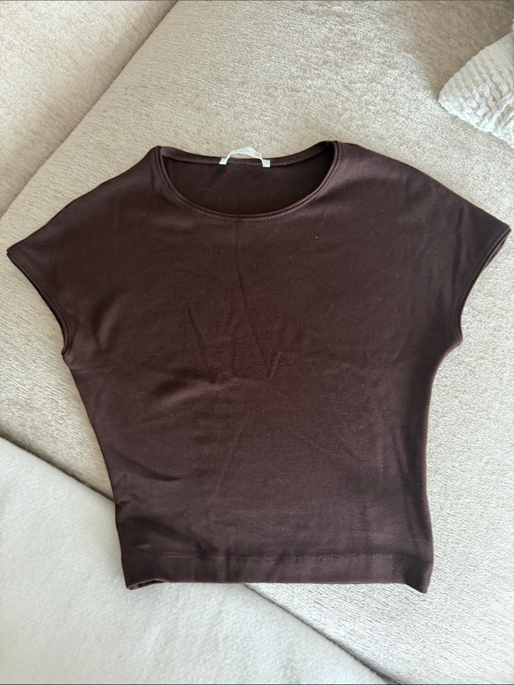 Classic Women's Brown Short Sleeve Knit Top